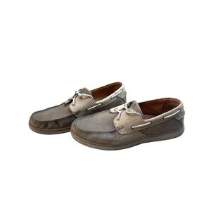 Tommy Bahama Classic Boat Shoes Lace Up Two Tone Leather Loafers Size 13 M